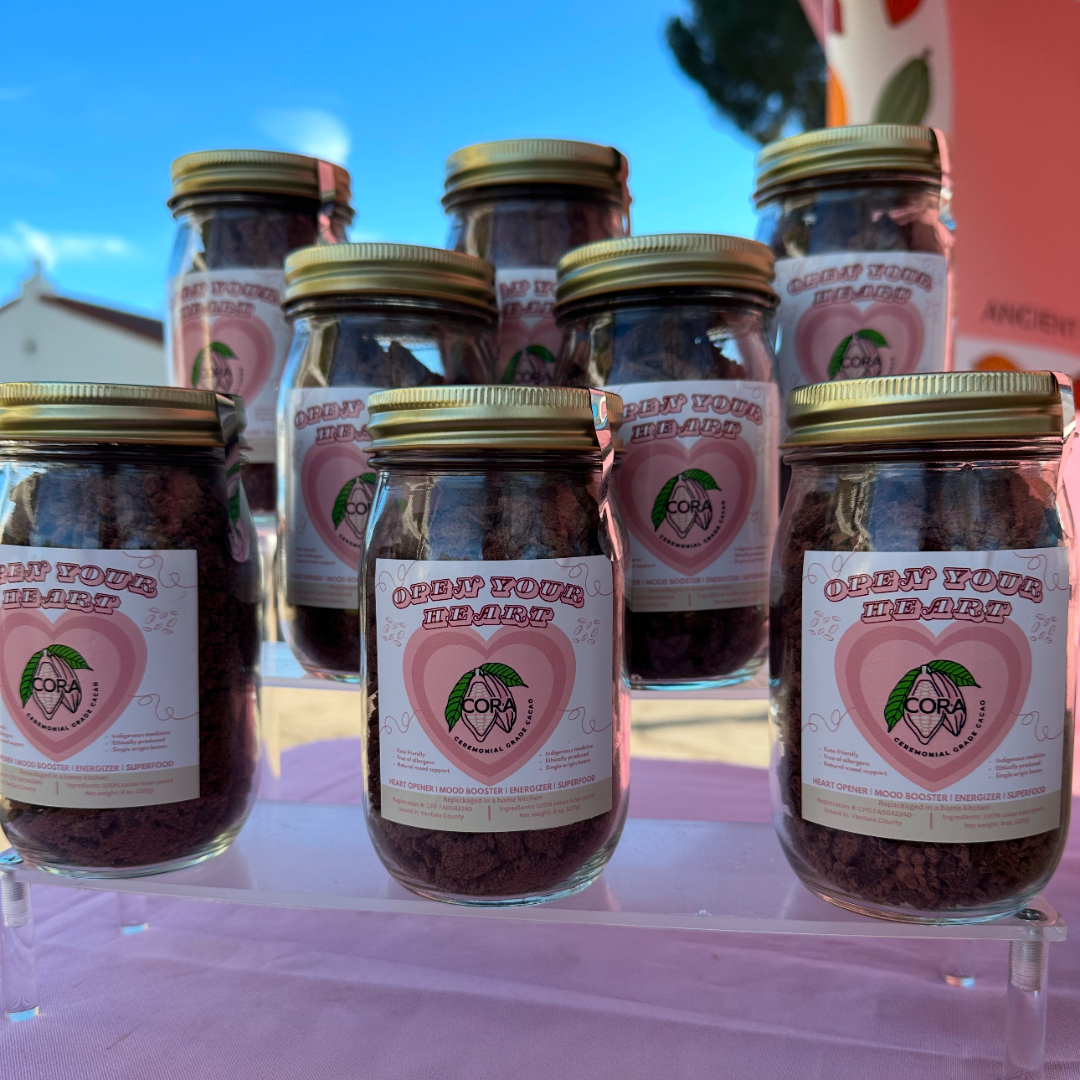 Ceremonial grade cacao chopped jars pure drinking chocolate